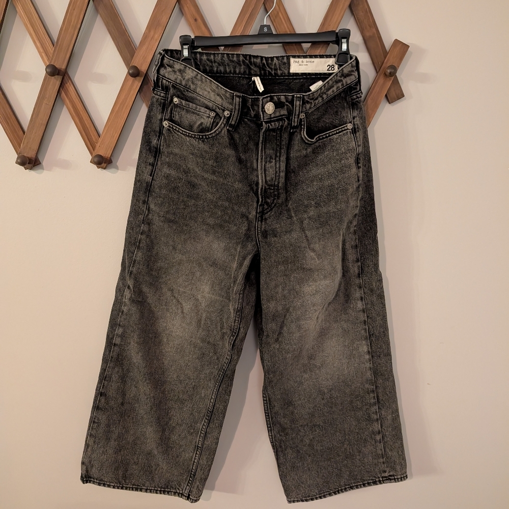 Rag & Bone Maya High Rise Shorty Wide Leg Jeans Size 28